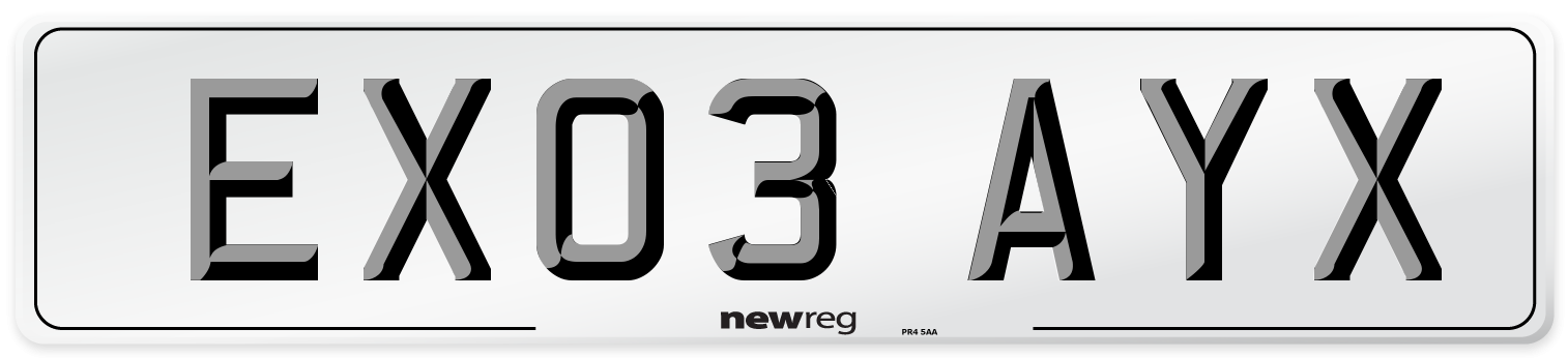 EX03 AYX Number Plate from New Reg